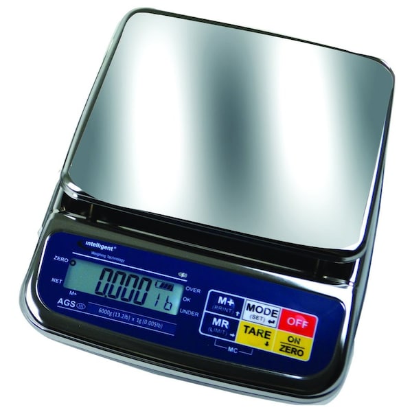 Uwe NTEP Scale, 1500 g, .2 g, Legal For Trade, Dual Range, Stainless Steel Portion Weigher, NTEP AGS-1500BL - main